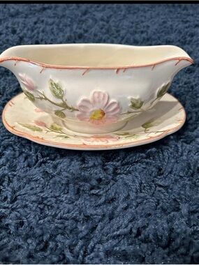 Vintage Weiss Spring Rose - Pink & Green Floral gravy  boat